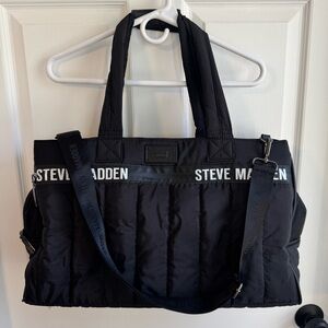 Steve Madden Black Quilted Tote Bag